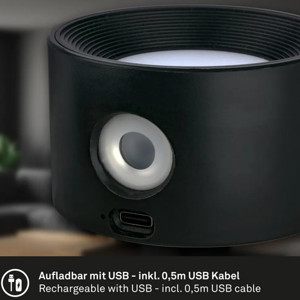 LED-væglampe Tari, sort, CCT, touchdæmper, USB