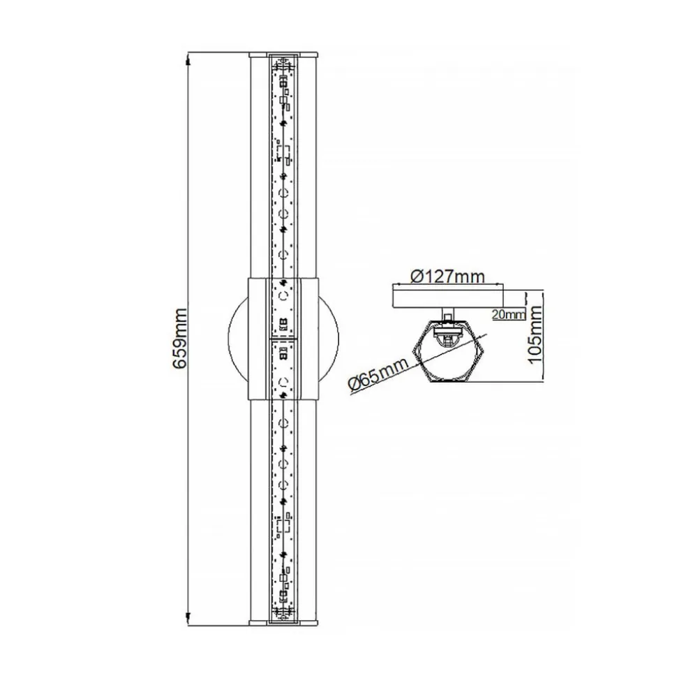 LED-væglampe til badeværelset Facet Dual, krom, 2 lyskilder, bredde 66 cm