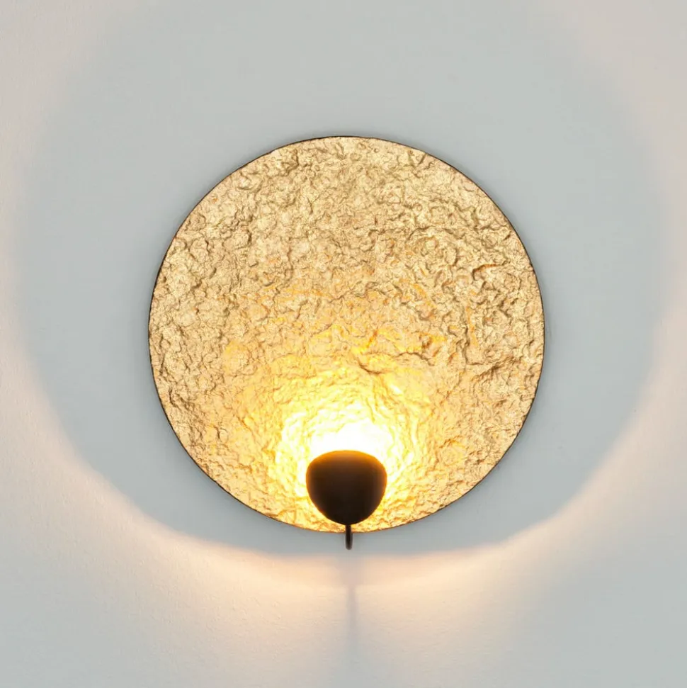 LED-væglampe Traversa, skinnende guld, Ø 35 cm