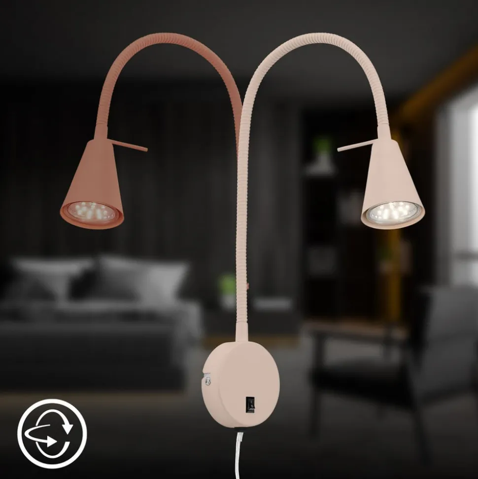 LED-væglampe Tusa, beige, metal, 45 cm, fleksibel arm, GU10