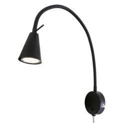 LED-væglampe Tusa, sort, metal, 45 cm, fleksibel arm
