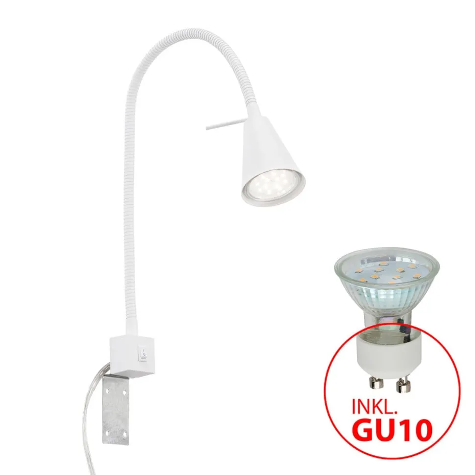 LED-væglampe Tuso, hvid, sengemontering, metal