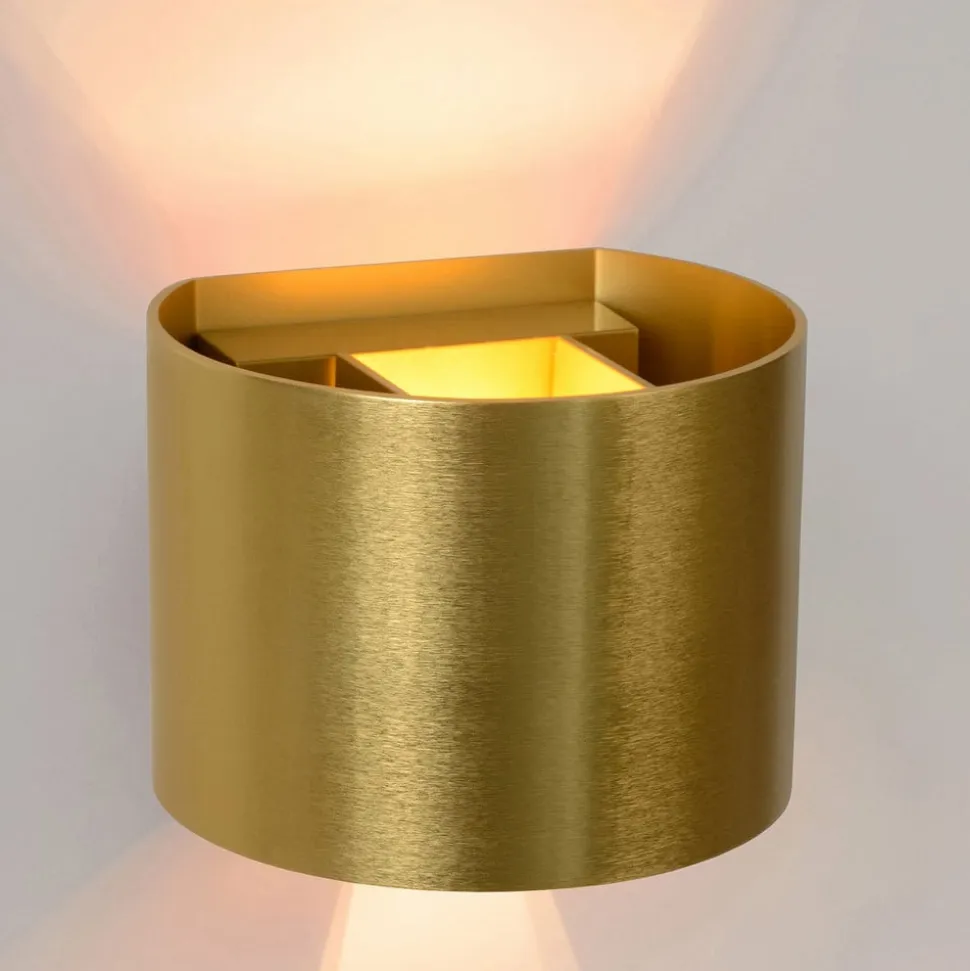 LED-væglampe Xio, rund, guld mat