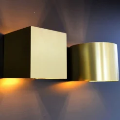 LED-væglampe Xio, rund, guld mat