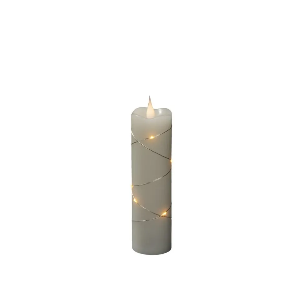 LED-vokslys creme lys farve rav 17,8 cm