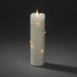 LED-vokslys creme lys farve rav 17,8 cm