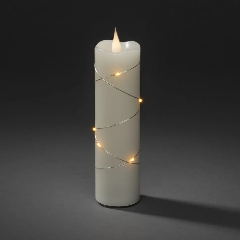 LED-vokslys creme lys farve rav 17,8 cm