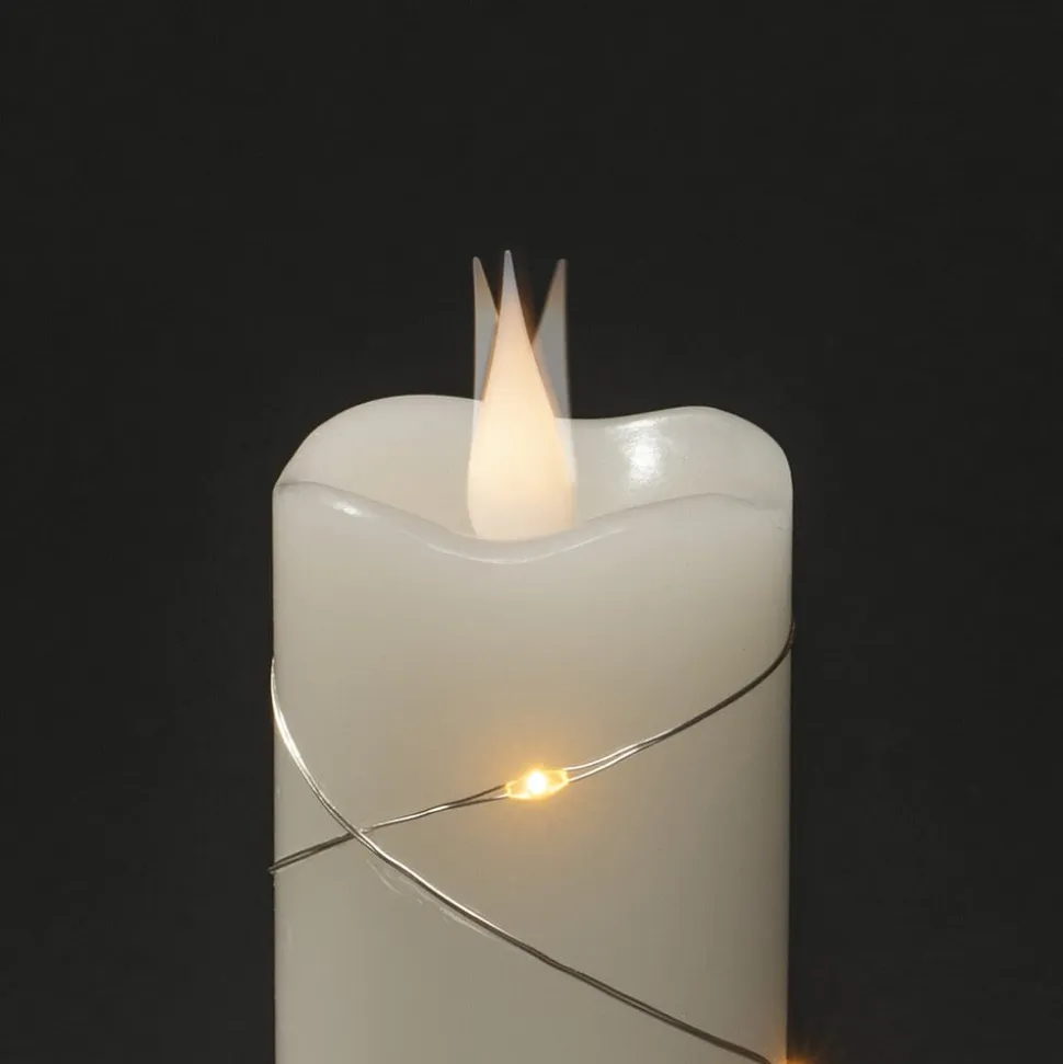 LED-vokslys creme lys farve rav 17,8 cm