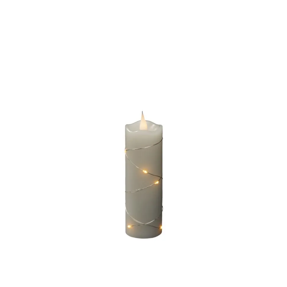 LED-vokslys creme lys farve rav 15,2 cm