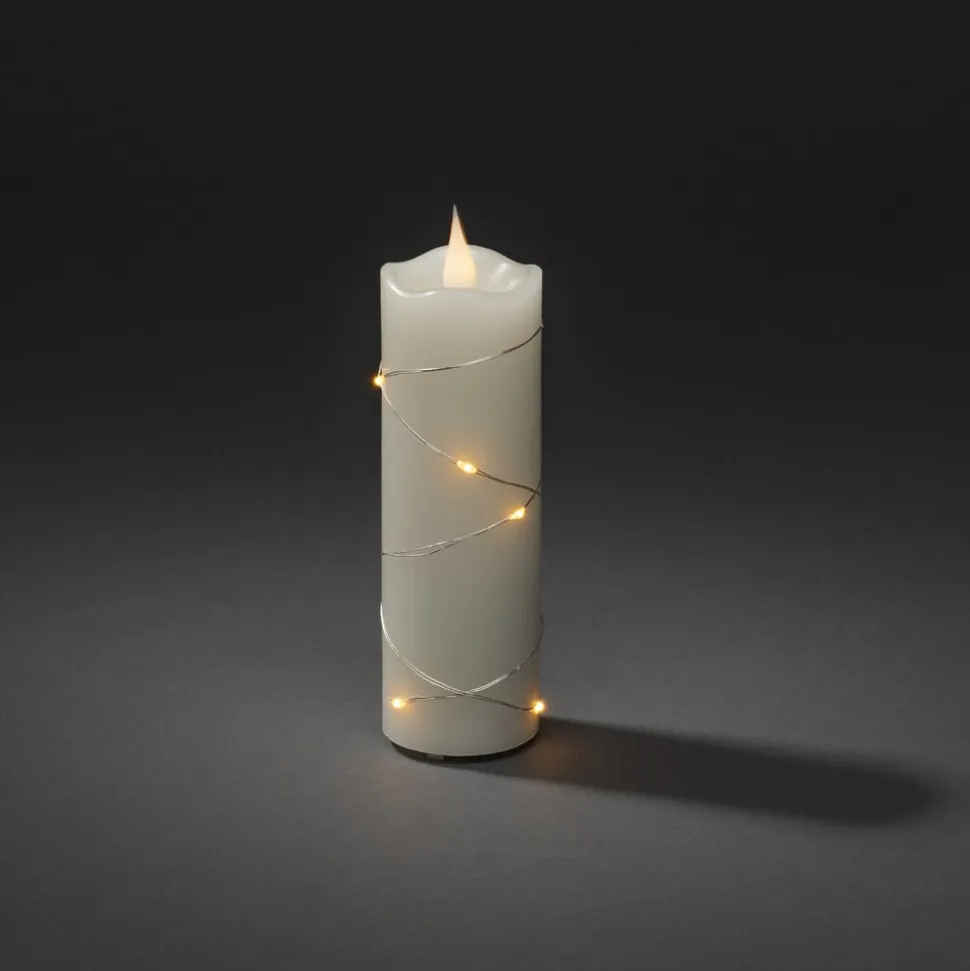 LED-vokslys creme lys farve rav 15,2 cm