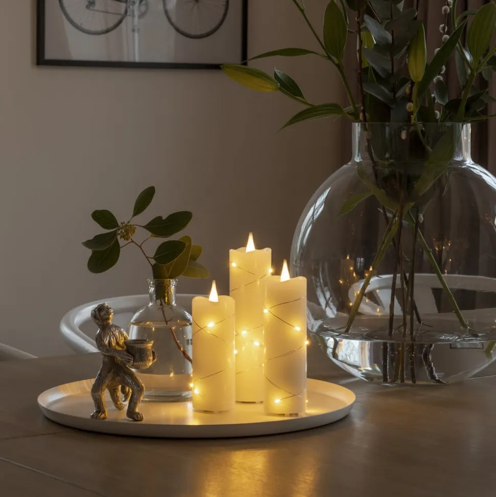 LED-vokslys creme lys farve rav 15,2 cm