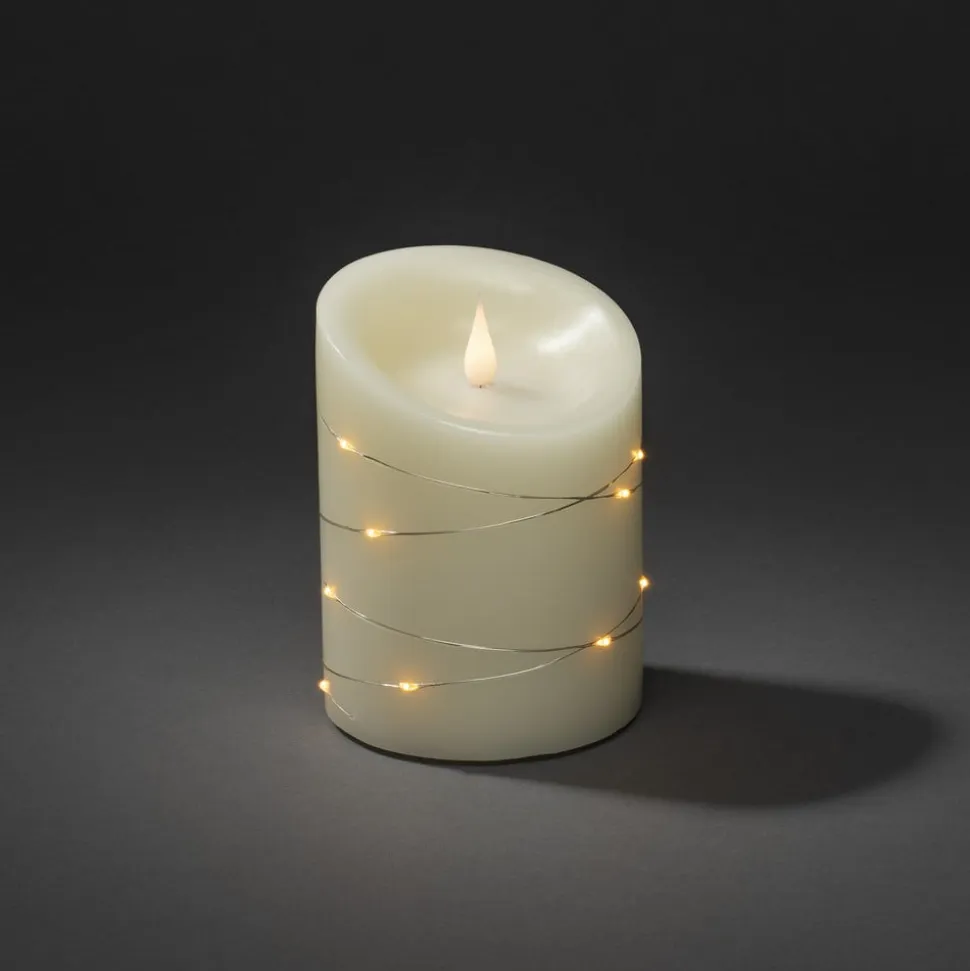 LED-vokslys creme Lysfarve rav Højde14cm