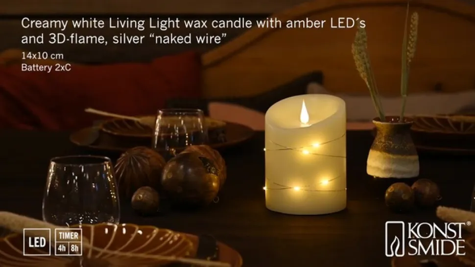 LED-vokslys creme Lysfarve rav Højde14cm