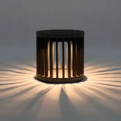 Les Jardins LED-solcellebordlampe Halo, grå, aluminium/granit