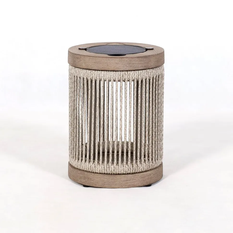 Les Jardins LED-solcellebordlampe Rop&Strip, grå/beige