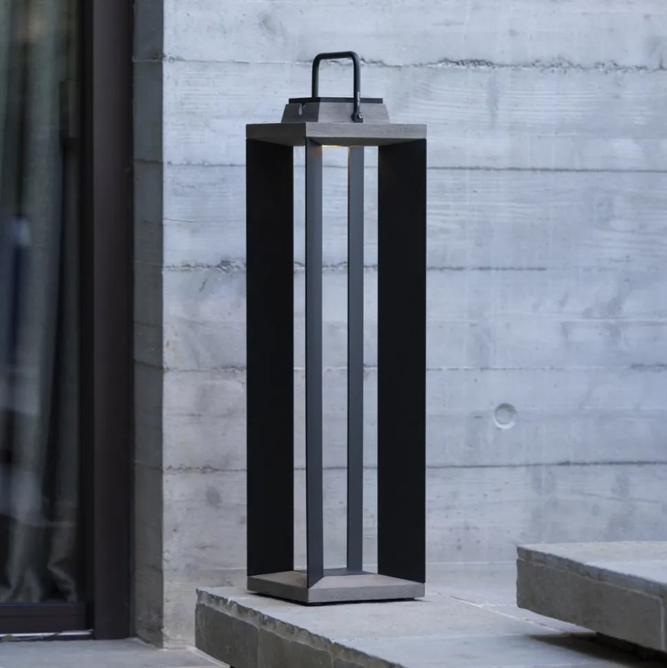 Les Jardins LED-solcellelanterne Teckalu, grå/sort, 60 cm