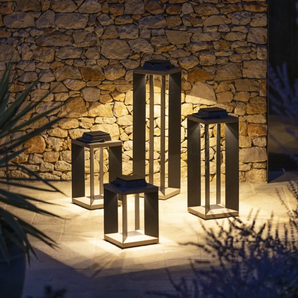 Les Jardins LED-solcellelanterne Teckalu, grå/sort, 60 cm