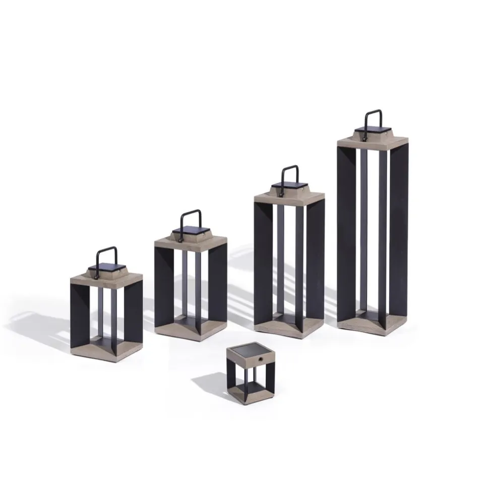 Les Jardins LED-solcellelanterne Teckalu, grå/sort, 60 cm