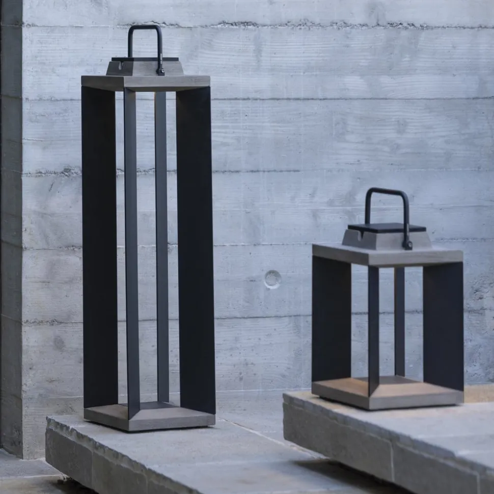 Les Jardins LED-solcellelanterne Teckalu, grå/sort, 60 cm