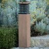 Les Jardins LED-solcellelampe Tekura, grå, træ, 75 cm