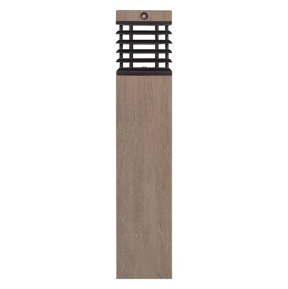 Les Jardins LED-solcellelampe Tekura, grå, træ, 75 cm
