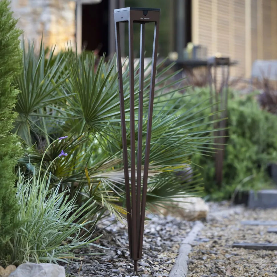 Les Jardins LED-solcellelampe Tinka, corten, 90 cm, jordspyd