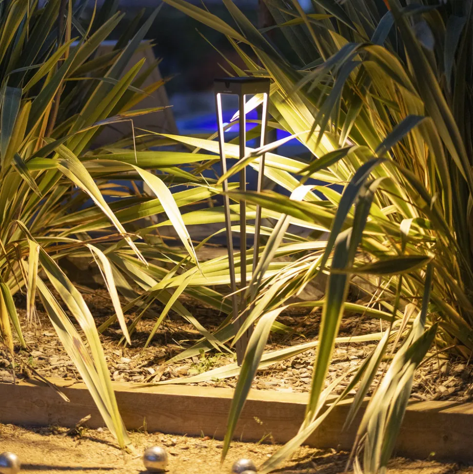 Les Jardins LED-solcellelampe Tinka, grå, 90 cm, jordspyd