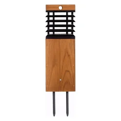 Les Jardins LED-solcellelampe Tekura, teak/grå, spids