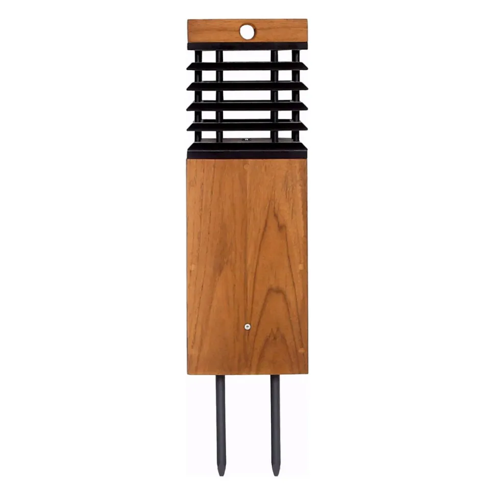 Les Jardins LED-solcellelampe Tekura, teak/grå, spids