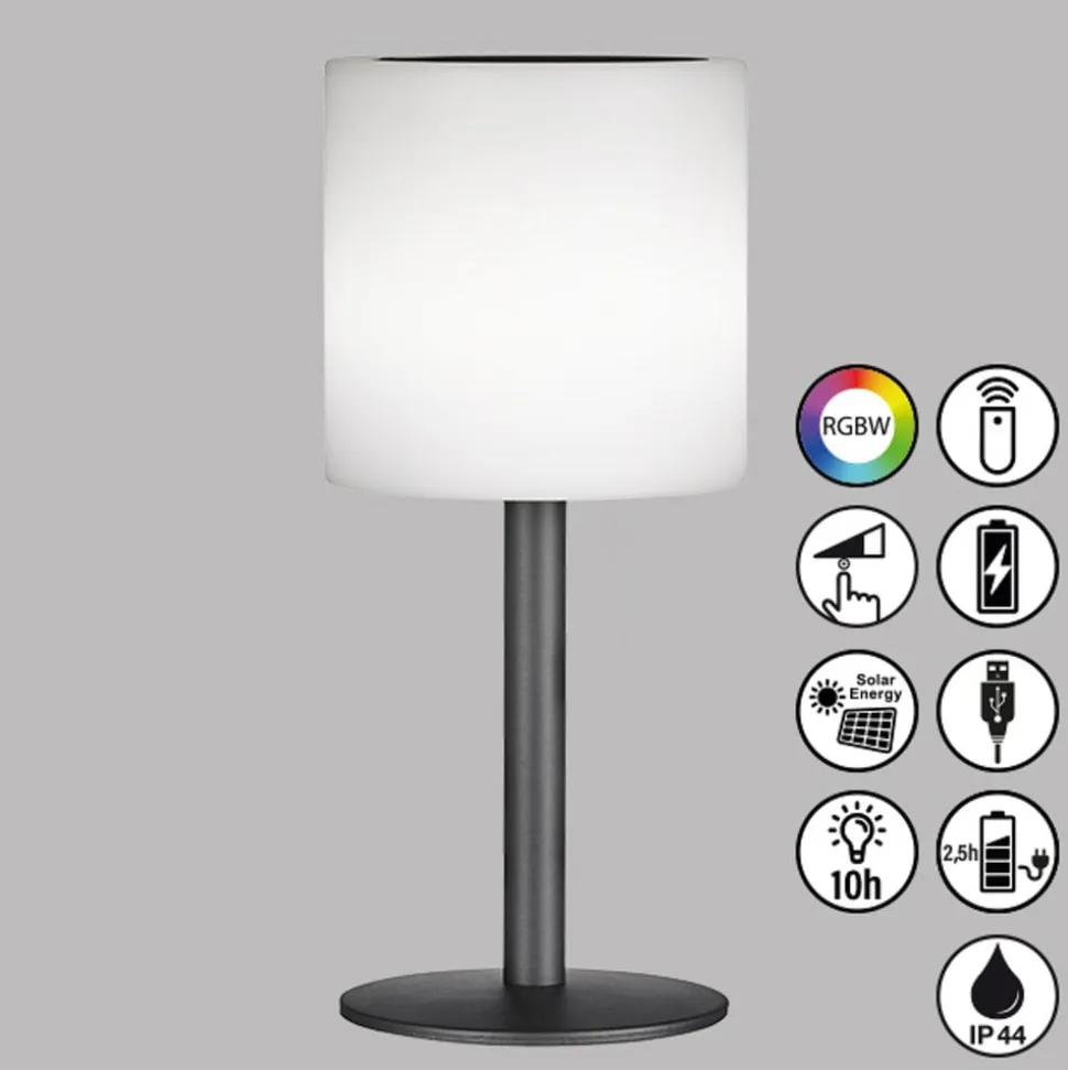Lesina LED-solar-bordlampe, sandsort/hvid