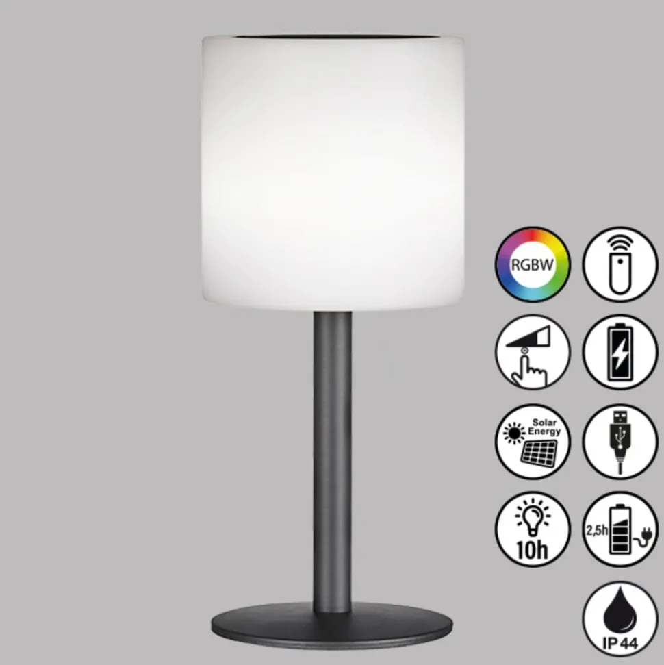 Lesina LED-solar-bordlampe, sandsort/hvid