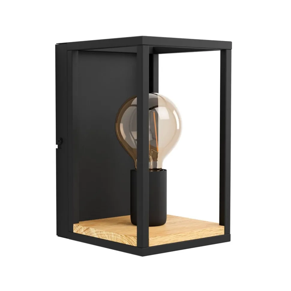 Libertad væglampe, bredde 14 cm, sort/træ, stål