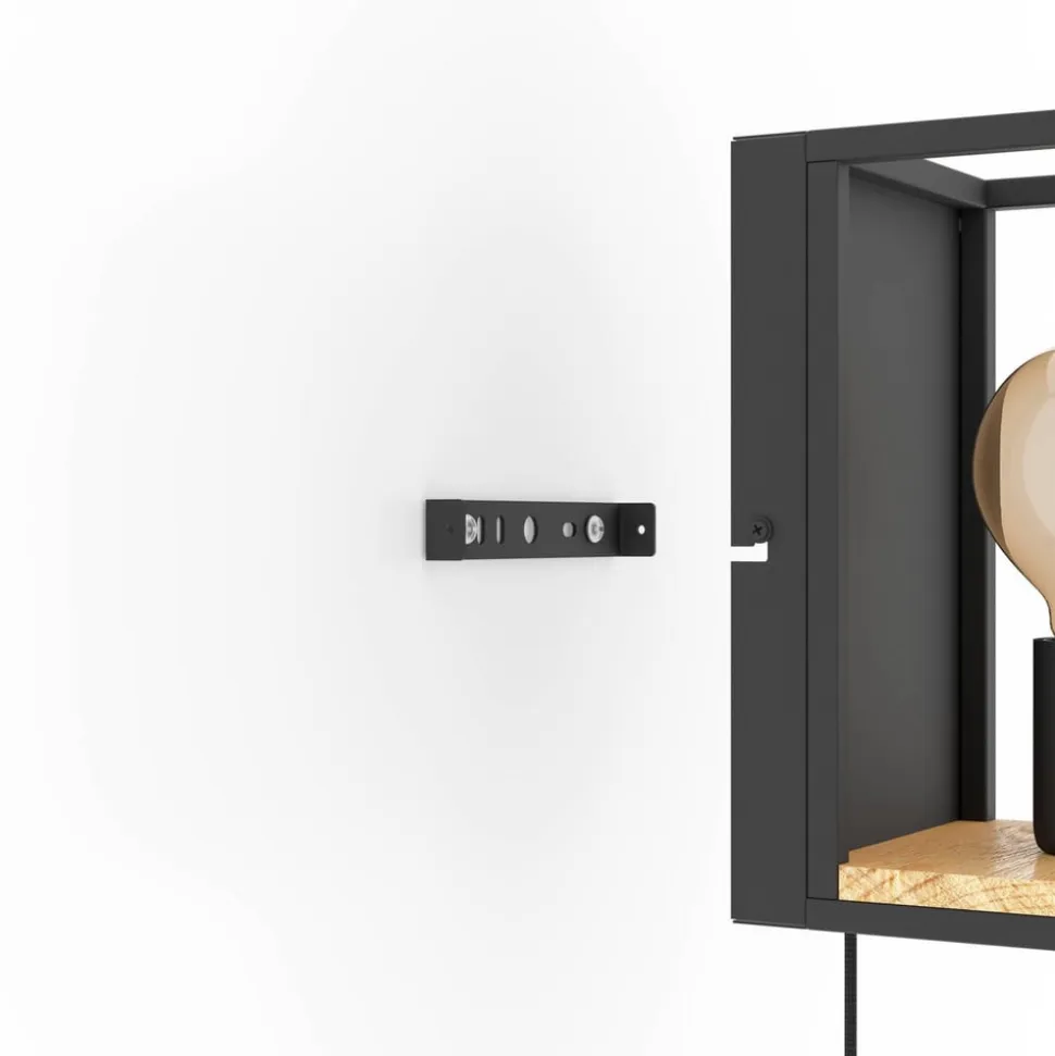 Libertad væglampe, bredde 14 cm, sort/træ, stål