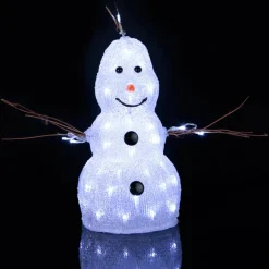 Lille LED-figur Crystal Snowman til udendørs brug