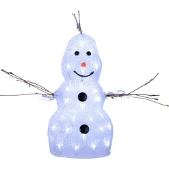 Lille LED-figur Crystal Snowman til udendørs brug