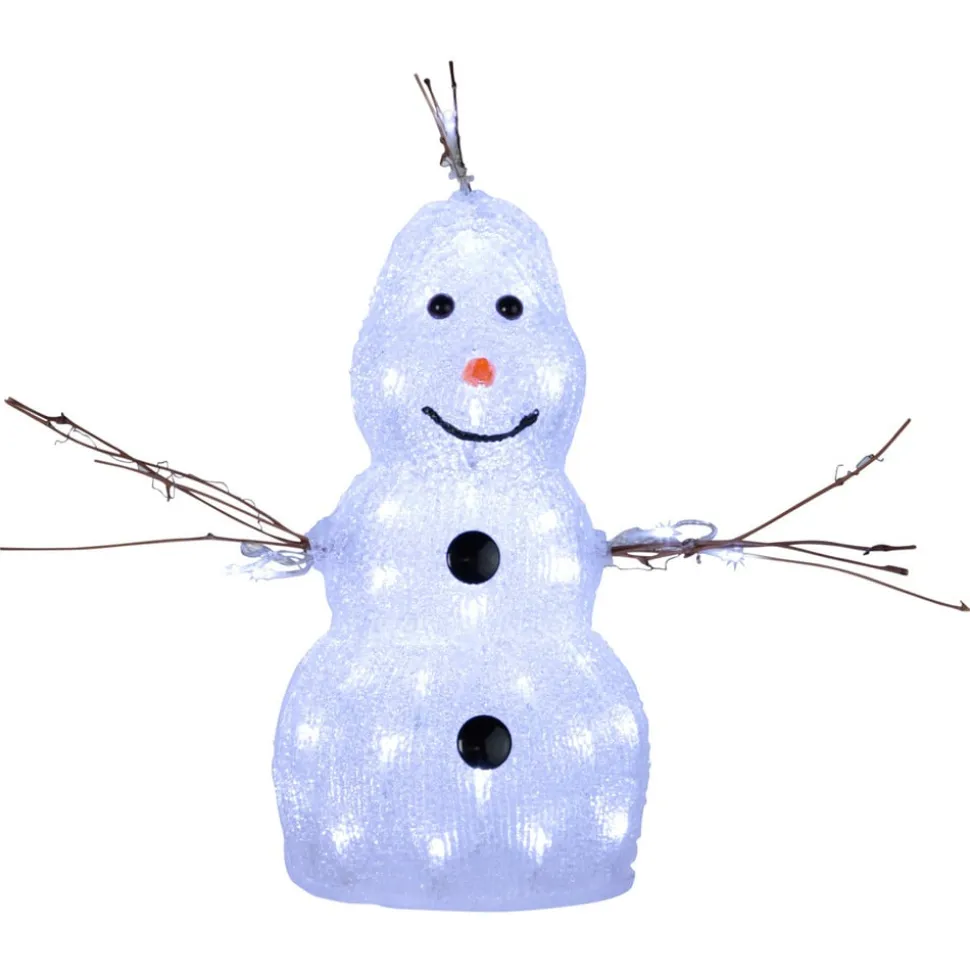 Lille LED-figur Crystal Snowman til udendørs brug