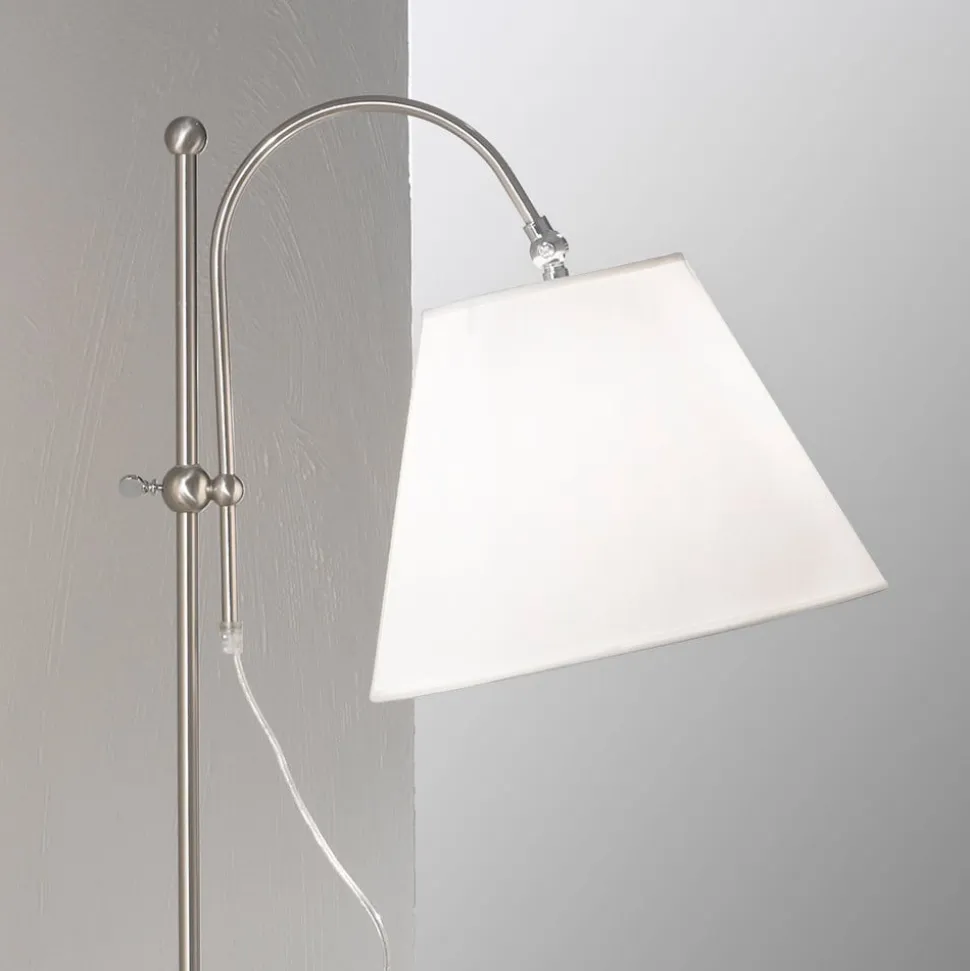 Lilly tekstil-gulvlampe, nikkel, højdejusterbar