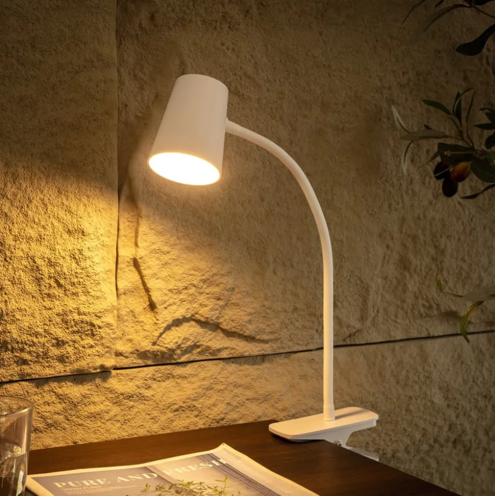 Lindby Ailina LED-bordlampe, klemmefod, hvid