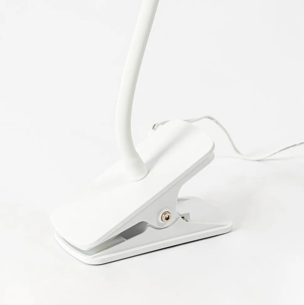 Lindby Ailina LED-bordlampe, klemmefod, hvid