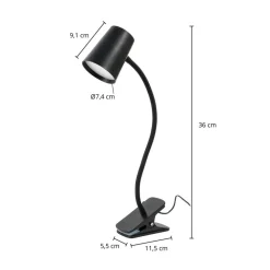 Lindby Ailina LED-bordlampe, klemmefod, sort