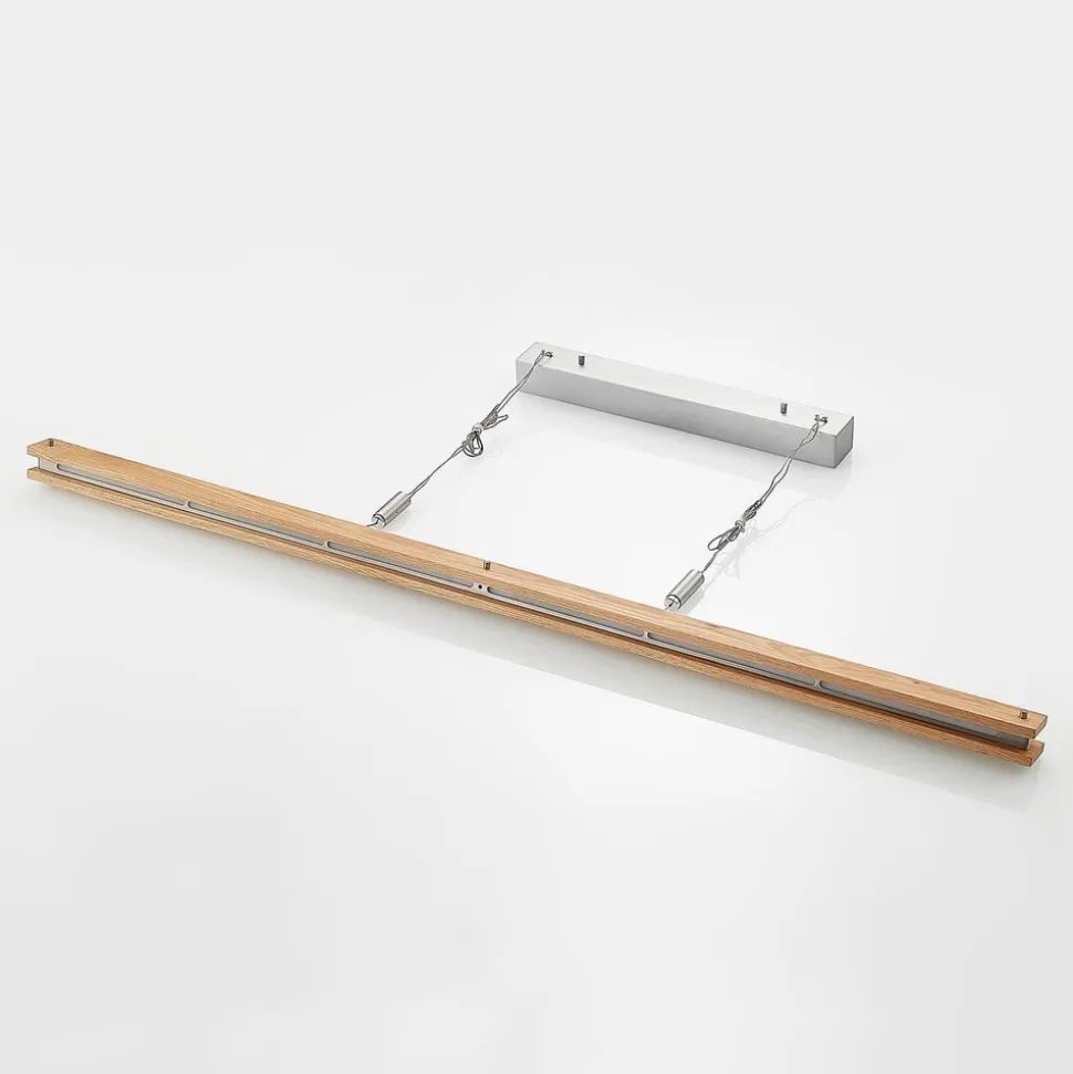 Lindby Alimara LED-hængelampe i træ, træ, længde 138 cm