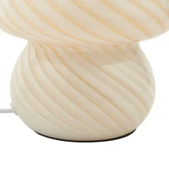 Lindby Andriana bordlampe, gul/hvid, glas, Ø 15 cm