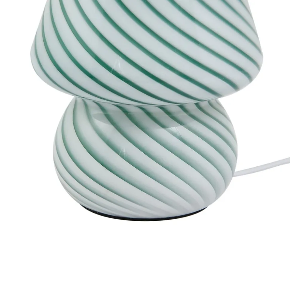 Lindby Andriana bordlampe, grøn/hvid, glas, Ø 15 cm