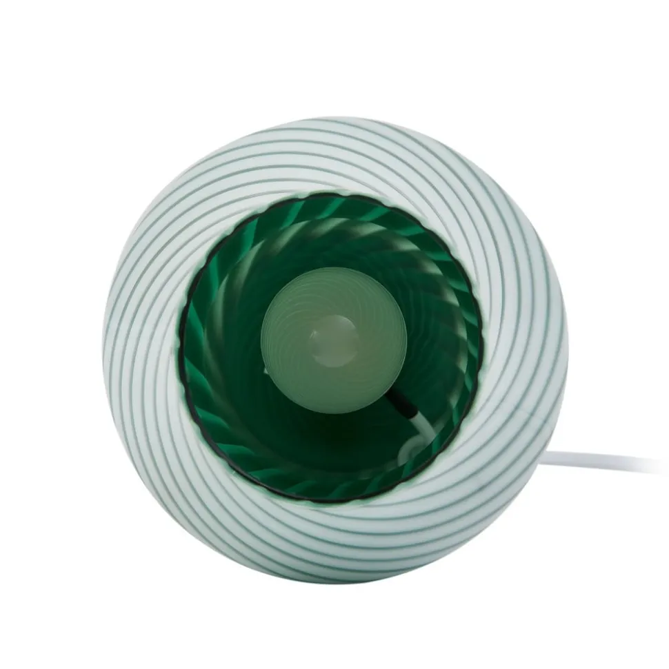 Lindby Andriana bordlampe, grøn/hvid, glas, Ø 15 cm