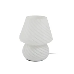Lindby Andriana bordlampe, hvid, glas, Ø 15 cm