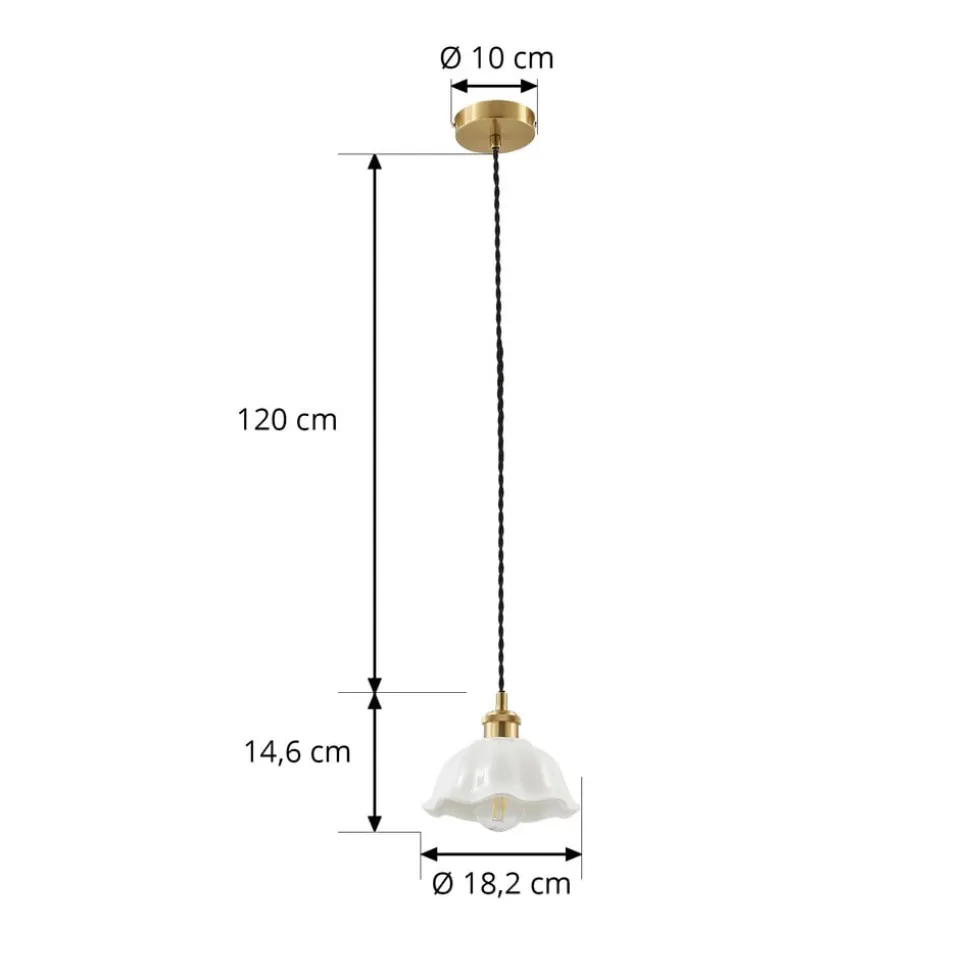 Lindby Annegret hængelampe, Ø 18 cm, keramik, hvid/messing