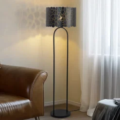 Lindby Aralena gulvlampe, sort/guld, højde 143,5 cm