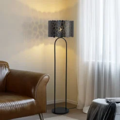 Lindby Aralena gulvlampe, sort/guld, højde 143,5 cm