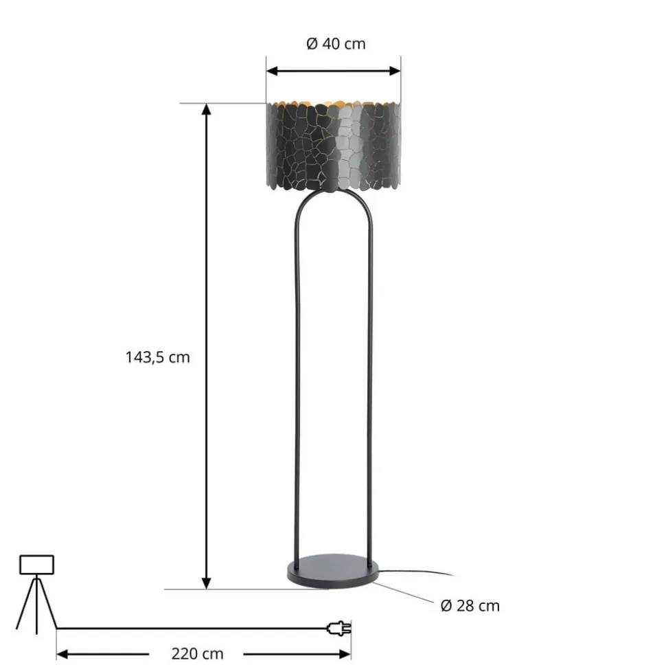 Lindby Aralena gulvlampe, sort/guld, højde 143,5 cm