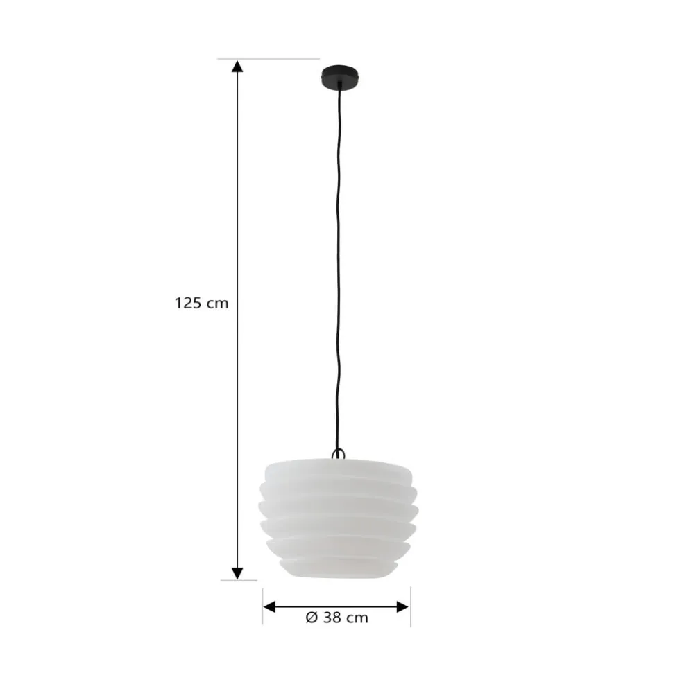 Lindby Arona udendørs hængelampe, Ø 38 cm, hvid